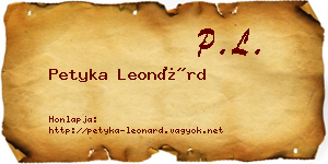 Petyka Leonárd névjegykártya